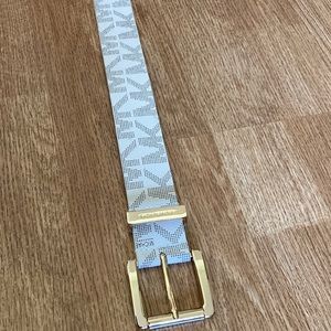 Michel kors women’s Cream MK Logo Monogram Belt.
